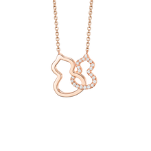 Load image into Gallery viewer, Qeelin Petite Double Wulu necklace in 18K rose gold with diamonds