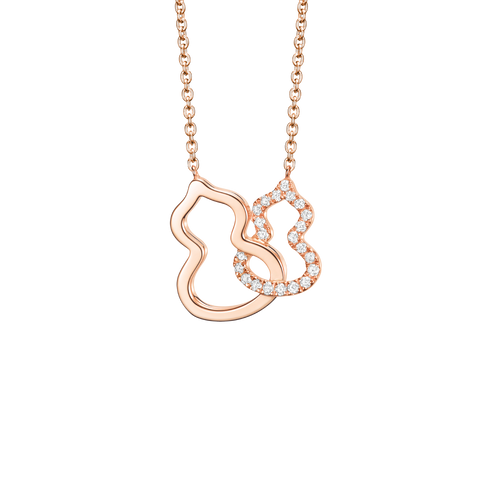Qeelin Petite Double Wulu necklace in 18K rose gold with diamonds