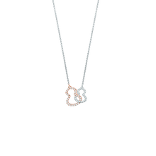 Load image into Gallery viewer, Qeelin Petite Double Wulu necklace in 18K white gold and rose gold with diamonds