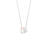 Qeelin Petite Double Wulu necklace in 18K white gold and rose gold with diamonds