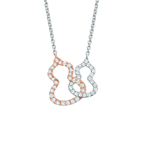 Load image into Gallery viewer, Qeelin Petite Double Wulu necklace in 18K white gold and rose gold with diamonds
