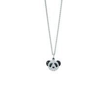 Load image into Gallery viewer, Qeelin Petite Bo Bo necklace in 18K white gold with diamonds and black diamonds