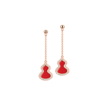 Load image into Gallery viewer, Qeelin Petite Wulu earrings in 18K rose gold with diamonds and red agate