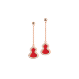 Qeelin Petite Wulu earrings in 18K rose gold with diamonds and red agate