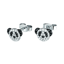 Load image into Gallery viewer, Qeelin Petite Bo Bo ear studs in 18K white gold with diamonds