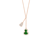 Load image into Gallery viewer, Qeelin Petite Wulu necklace in 18K rose gold with diamond and jade