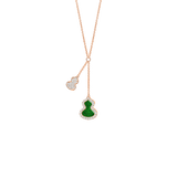 Qeelin Petite Wulu necklace in 18K rose gold with diamond and jade