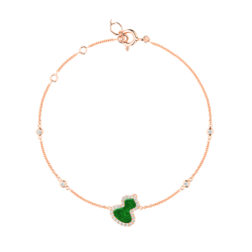 Qeelin Petite Wulu bracelet in 18K rose gold with diamonds and jade