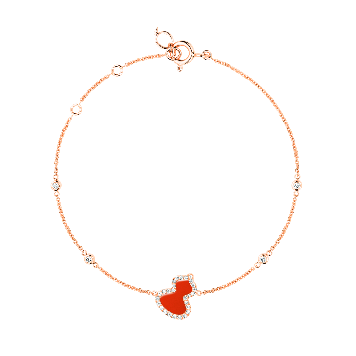 Qeelin ソトワール Bracelet 18K Rose Gold Diamond Red Agate Qeelin Petite Wulu bracelet in 18K rose gold with diamonds