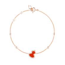 Load image into Gallery viewer, Qeelin Petite Wulu bracelet in 18K rose gold with diamonds and red agate