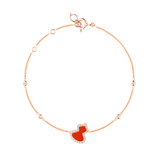 Qeelin Petite Wulu bracelet in 18K rose gold with diamonds and red agate