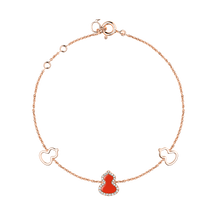 Load image into Gallery viewer, Qeelin Petite Wulu bracelet in 18K rose gold with diamonds and red agate