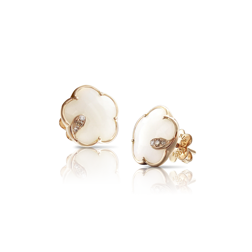 Pasquale Bruni Petit White Agate and Diamonds Rose Gold Earrings