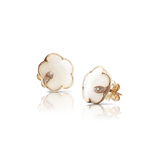 Pasquale Bruni Petit White Agate and Diamonds Rose Gold Earrings