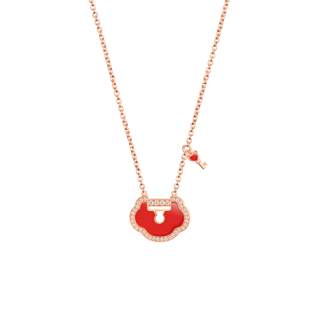 Solid Gold Red Agate Necklace - ET1377654233 | Goldstore