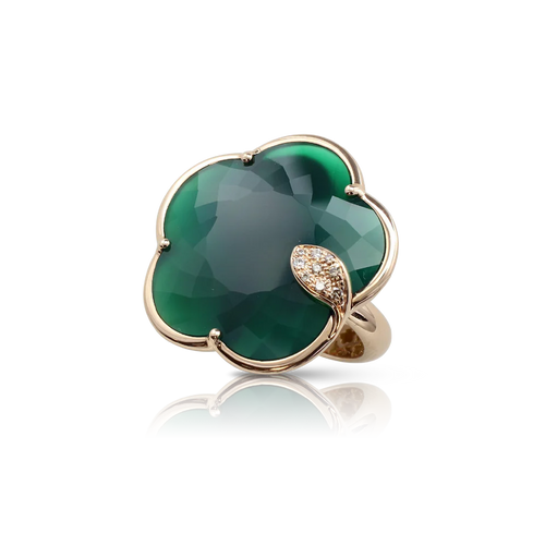 Pasquale Bruni Ton Joli Ring 18k RG with  Green Agate and Diamonds