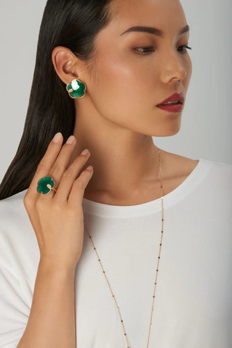 Pasquale Bruni Ton Joli Ring 18k RG with  Green Agate and Diamonds