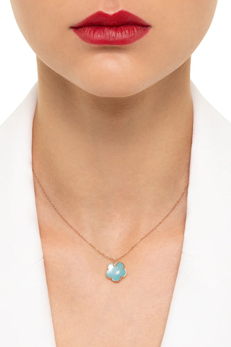 Pasquale Bruni Petit Joli Necklace in 18k RG with Sea Moon gem and Diamonds.
