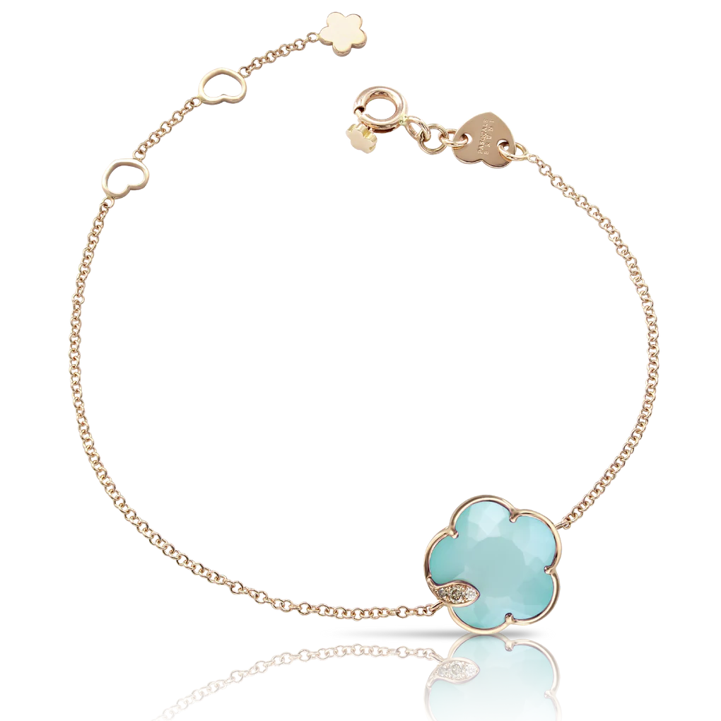 Pasquale Bruni Petit Joli Bracelet in 18k Rose Gold with Sea Moon gem and Diamonds.