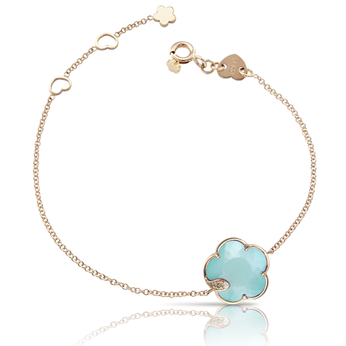 Pasquale Bruni Petit Joli Bracelet in 18k Rose Gold with Sea Moon gem and Diamonds.