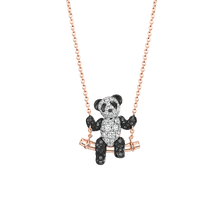Load image into Gallery viewer, Qeelin Classic Bo Bo necklace in 18K rose gold with diamonds and black diamonds
