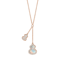 Load image into Gallery viewer, Qeelin Petite Wulu necklace in 18K rose gold with diamonds and mother of pearl