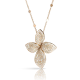 Pasquale Bruni Giardini Segreti Necklace Medium Flower Necklace in 18k Rose Gold with White and Champagne Diamonds.