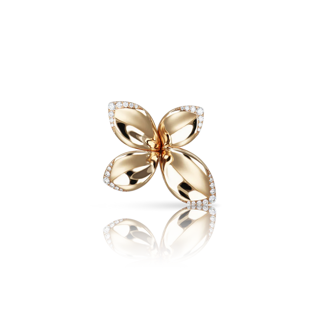 Pasquale Bruni Giardini Segreti Brooch in 18k Rose Gold with Diamonds.