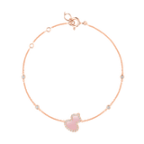 Qeelin Petite Wulu bracelet in 18K rose gold with diamonds and pink opal