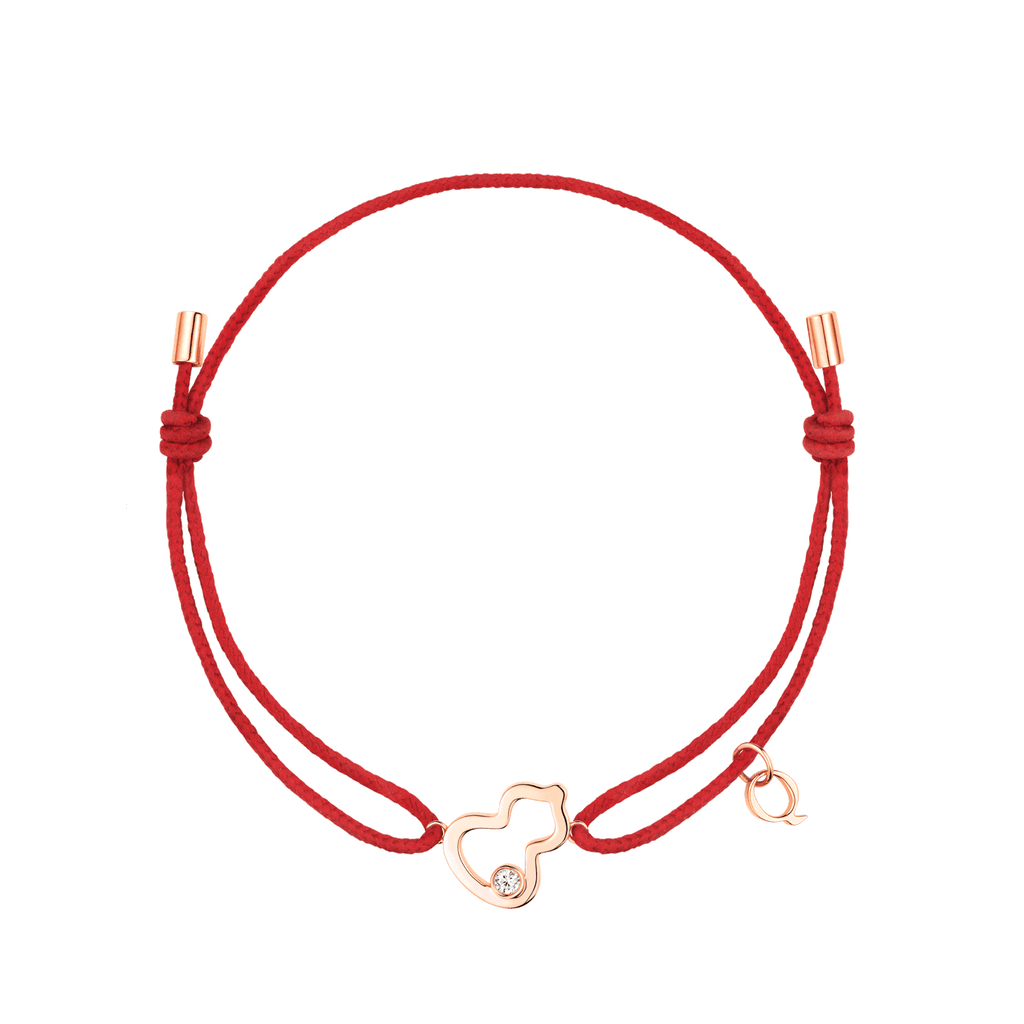 Qeelin Wulu bracelet in 18K rose gold with diamond on red cord