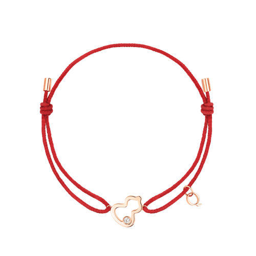 Qeelin Wulu bracelet in 18K rose gold with diamond on red cord