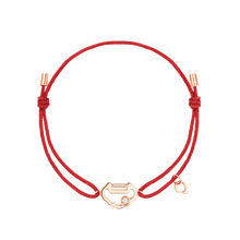 Load image into Gallery viewer, Qeelin Yu Yi bracelet in 18K rose gold with diamond on red cord