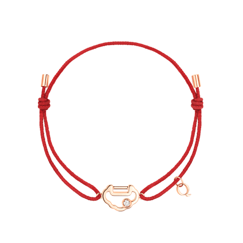 Qeelin Yu Yi bracelet in 18K rose gold with diamond on red cord