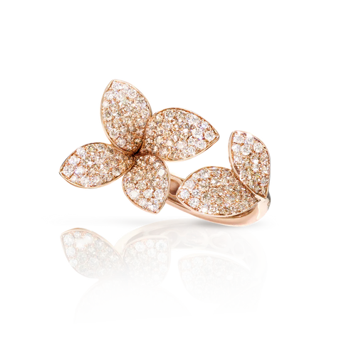 Pasquale Bruni Giardini Segreti Six Leaves Small Flower Rose Gold Diamond Ring