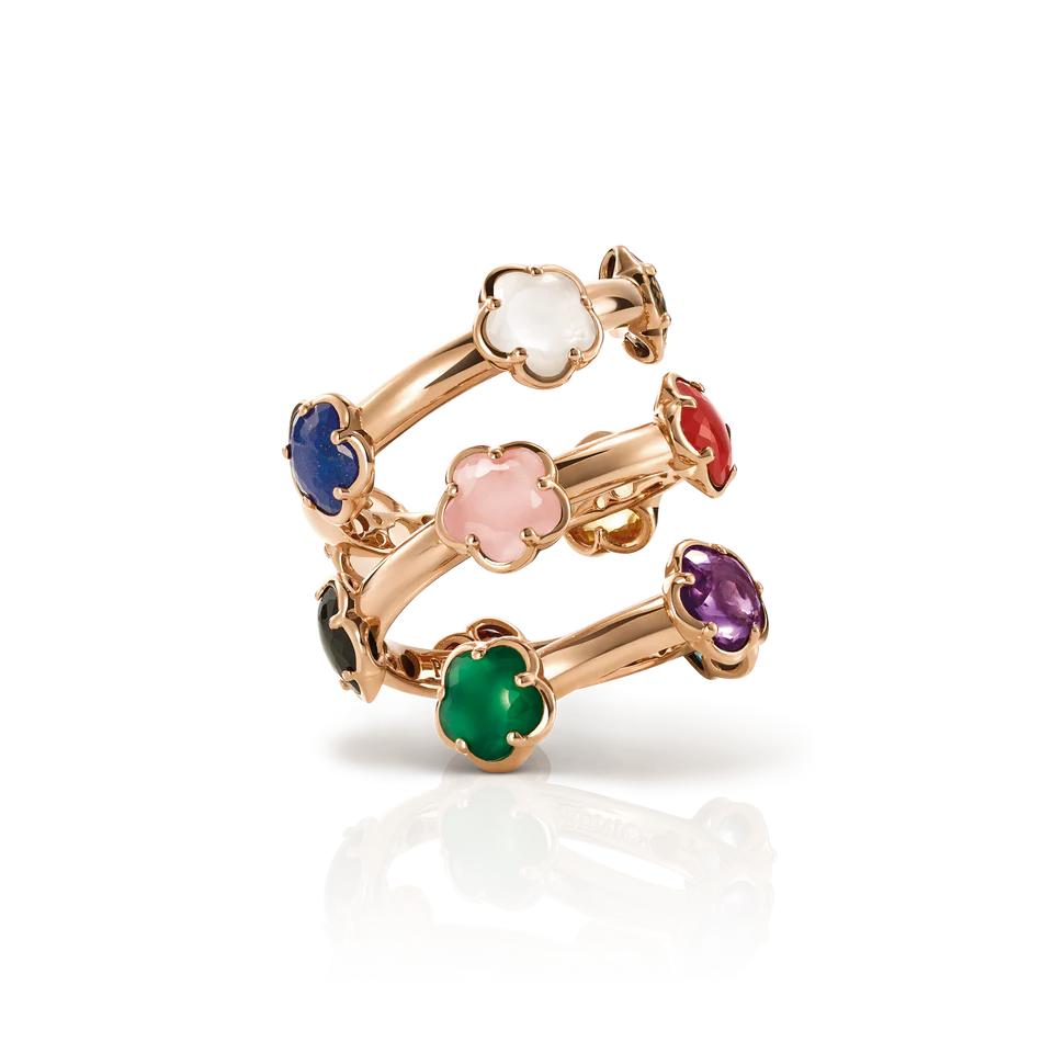 Pasquale Bruni Figlia dei Fiori Ring in 18k Rose Gold with multi gems and Diamonds