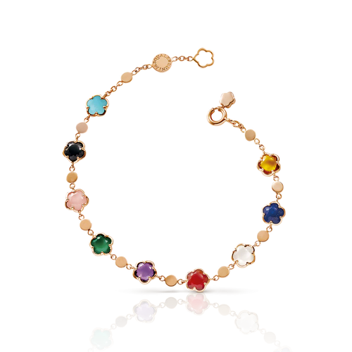 Pasquale Bruni Figlia dei Fiori in 18k Rose Gold with Green Agate, Red Carnelian, Onyx, White Moonstone, Pink Chalcedony, Amethyst, Lapis Lazuli, Turquoise and Diamonds