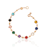 Pasquale Bruni Figlia dei Fiori in 18k Rose Gold with Green Agate, Red Carnelian, Onyx, White Moonstone, Pink Chalcedony, Amethyst, Lapis Lazuli, Turquoise and Diamonds