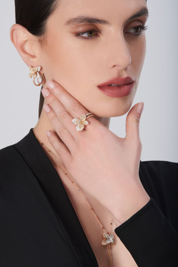 Pasquale Bruni Petit Garden Libellule Ring in 18k Rose & White Gold with Diamonds