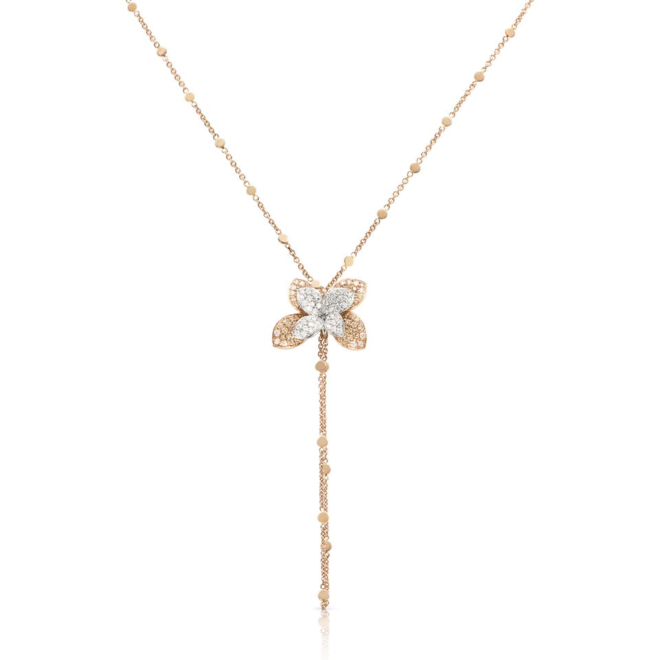 Pasquale Bruni Petit Garden Libellule Necklace in 18k Rose & White with Diamonds