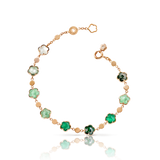 Pasquale Bruni Figlia dei Fiori in Bracelet in 18k Rose Gold with Green Agate, White Moonstone, Malachite, Chrysoprase, Green Aventurine, Prasiolite, Moss Agate and Diamond.