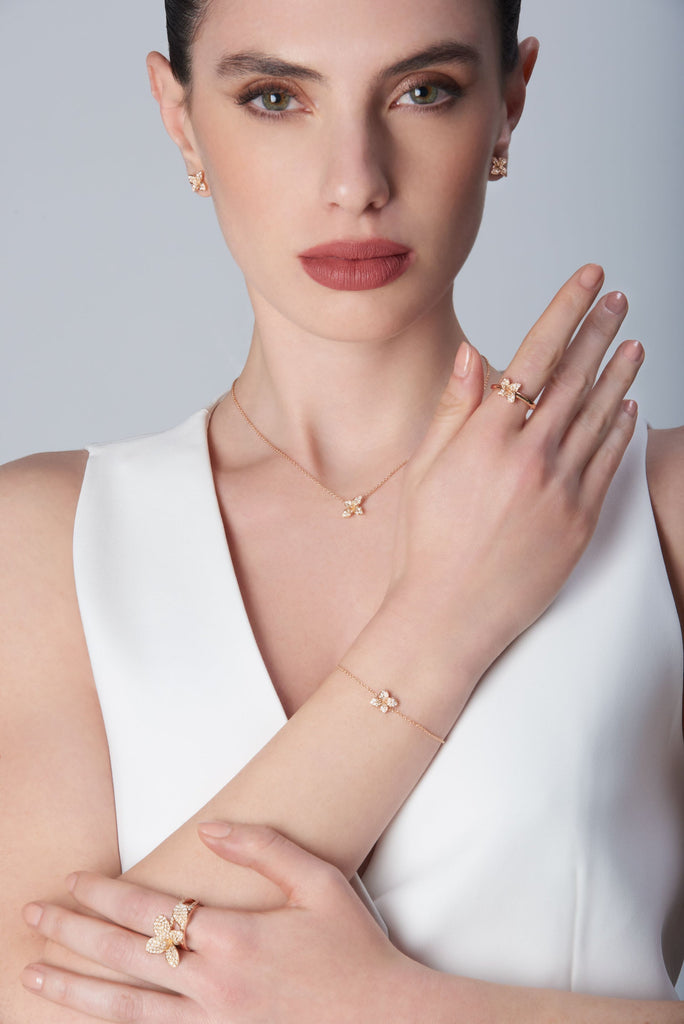 Pasquale Bruni Petit Garden Bracelet in Rose Gold with Diamond & Champagne -Mirco Flower