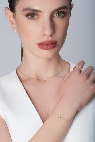 Pasquale Bruni Petit Garden Necklace 18k Rose Gold with Diamonds -Mirco flower