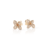 Pasquale Bruni Petit Garden Stud earrings in 18k Rose Gold with White and Champagne Diamonds Micro Flower