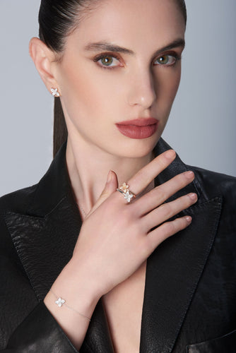 Pasquale Bruni Petit Garden Stud earrings in 18k White Gold with White and Diamonds Micro Flower