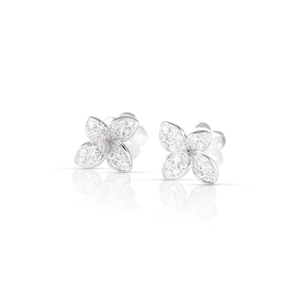 Pasquale Bruni Petit Garden Stud earrings in 18k White Gold with White and Diamonds Micro Flower