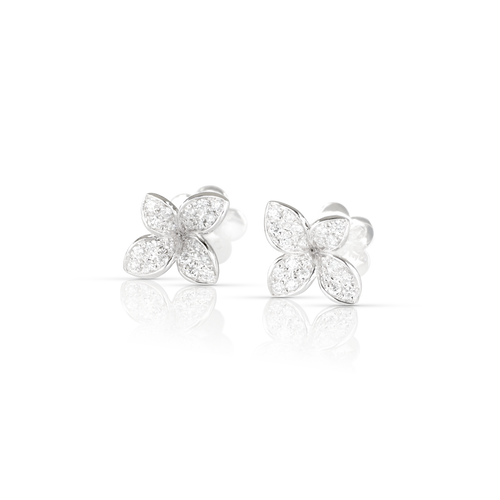 Pasquale Bruni Petit Garden Stud earrings in 18k White Gold with White and Diamonds Micro Flower