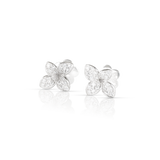 Pasquale Bruni Petit Garden Stud earrings in 18k White Gold with White and Diamonds Micro Flower