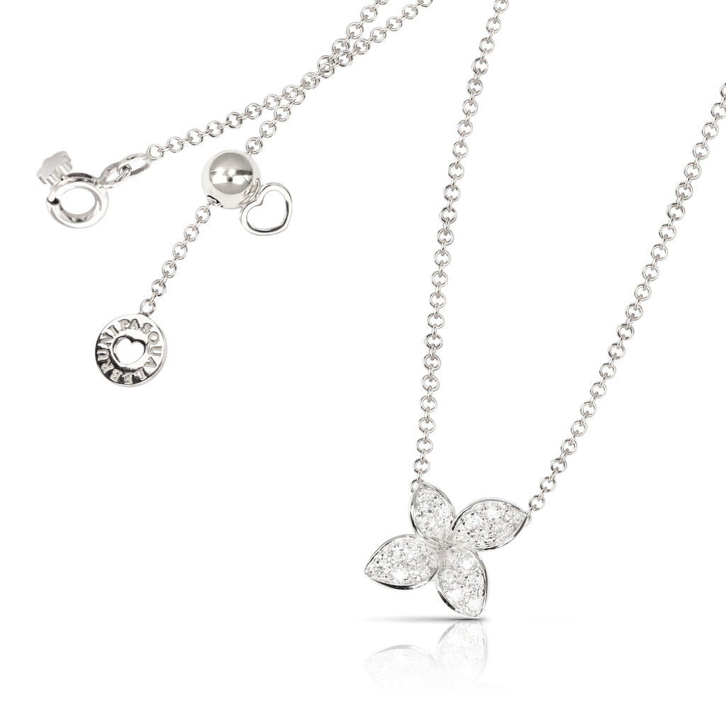 Pasquale Bruni Petit Garden Necklace 18k WG with White Diamonds Micro Flower