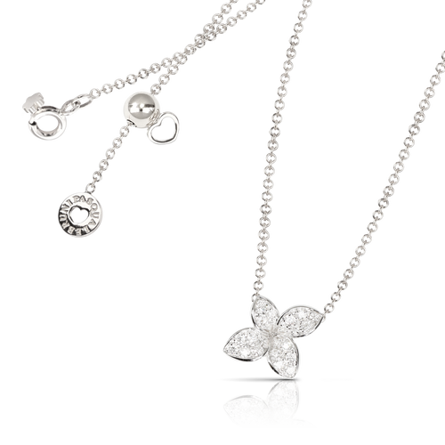 Pasquale Bruni Petit Garden Necklace 18k WG with White Diamonds Micro Flower