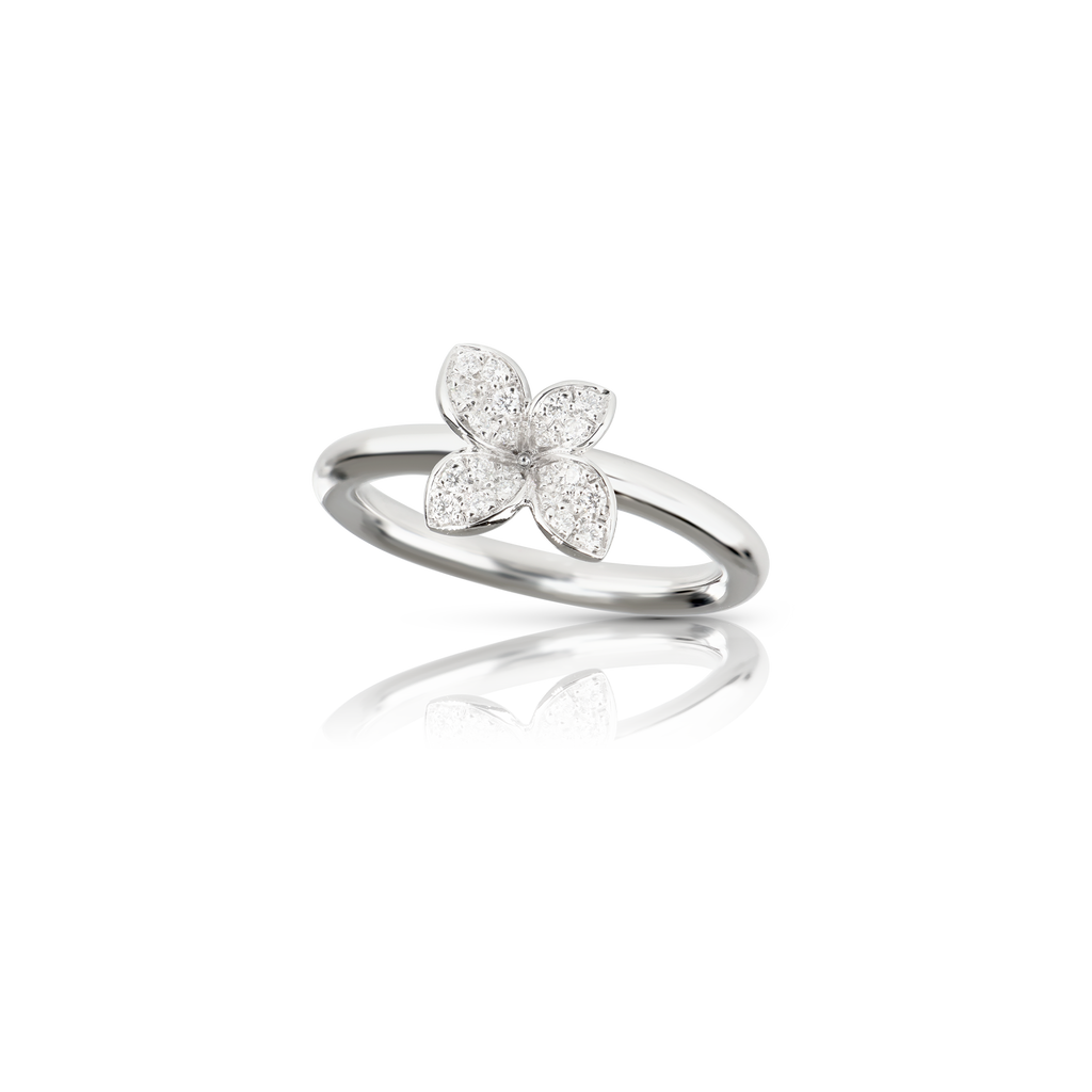 Pasquale Bruni Petit Garden 18k White Gold diamonds ring Micro flower